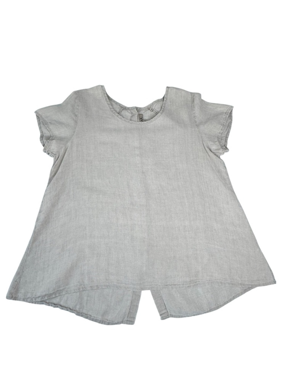 Flax Linen Short Sleeves Blouse Loose Fit Size M